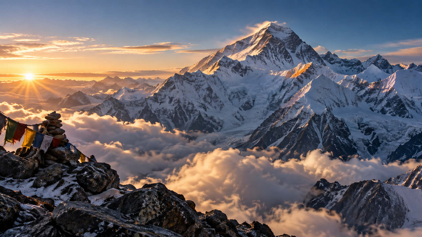 Mount Everest at sunrise